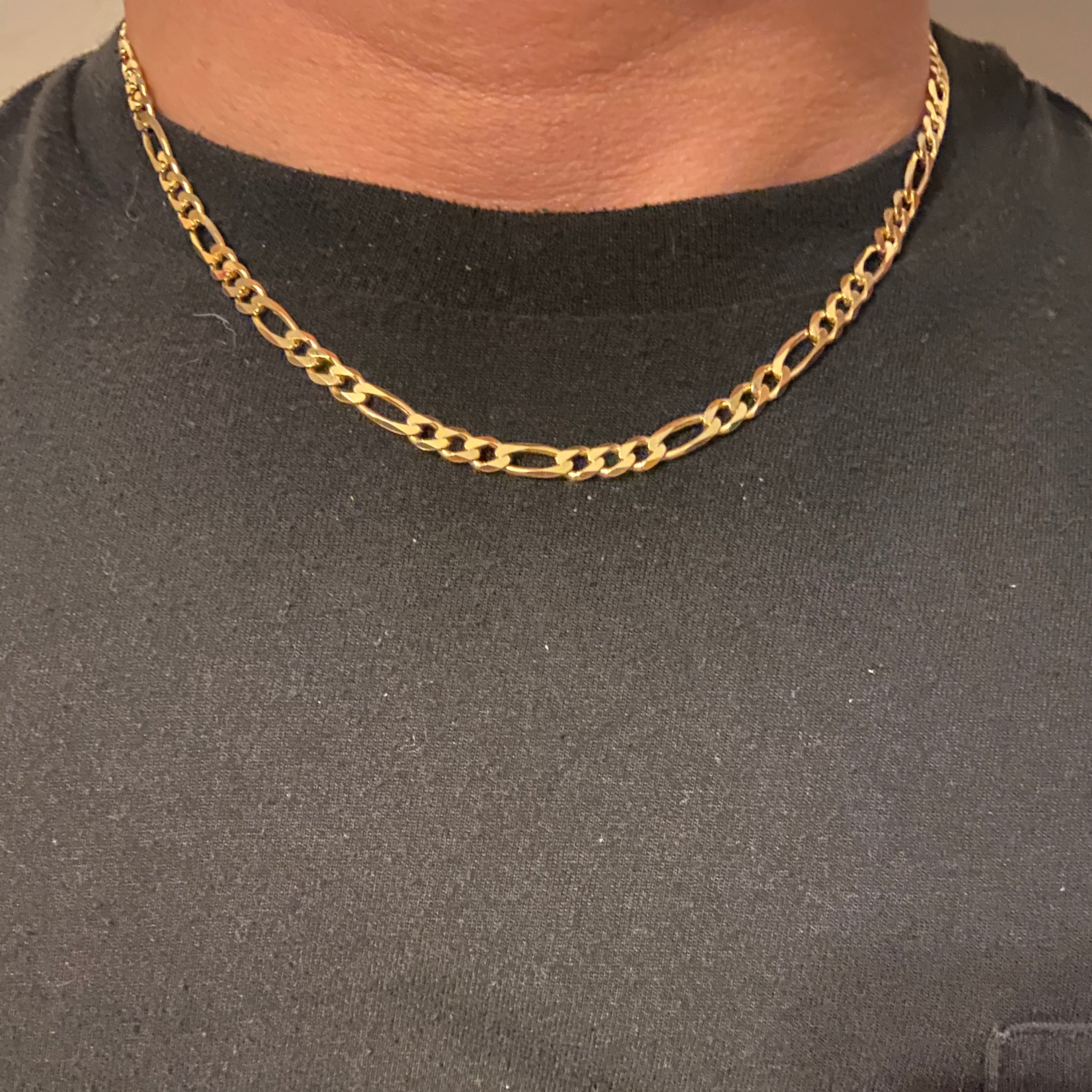 14k Gold Vermeil Figaro Chain 18in 4mm - Prestige Jewelry