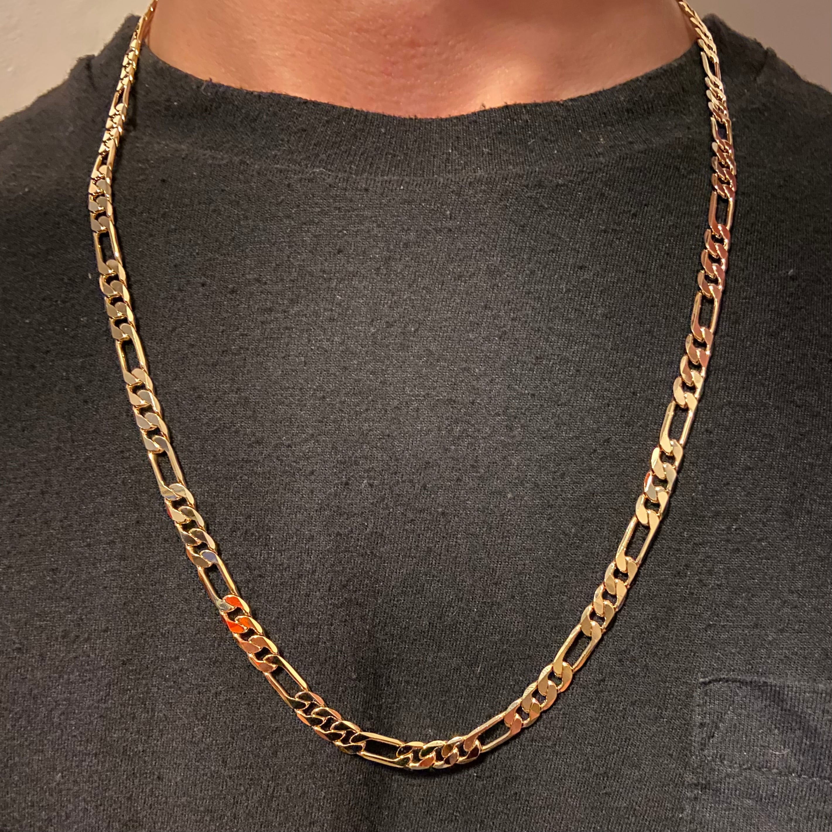 14k Gold Layered Figaro Chain 24in 6mm - Prestige Jewelry