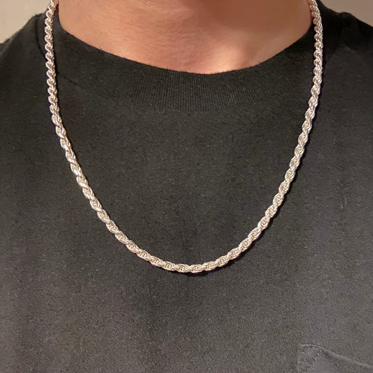 Solid Silver Rope Chain 20in 4mm