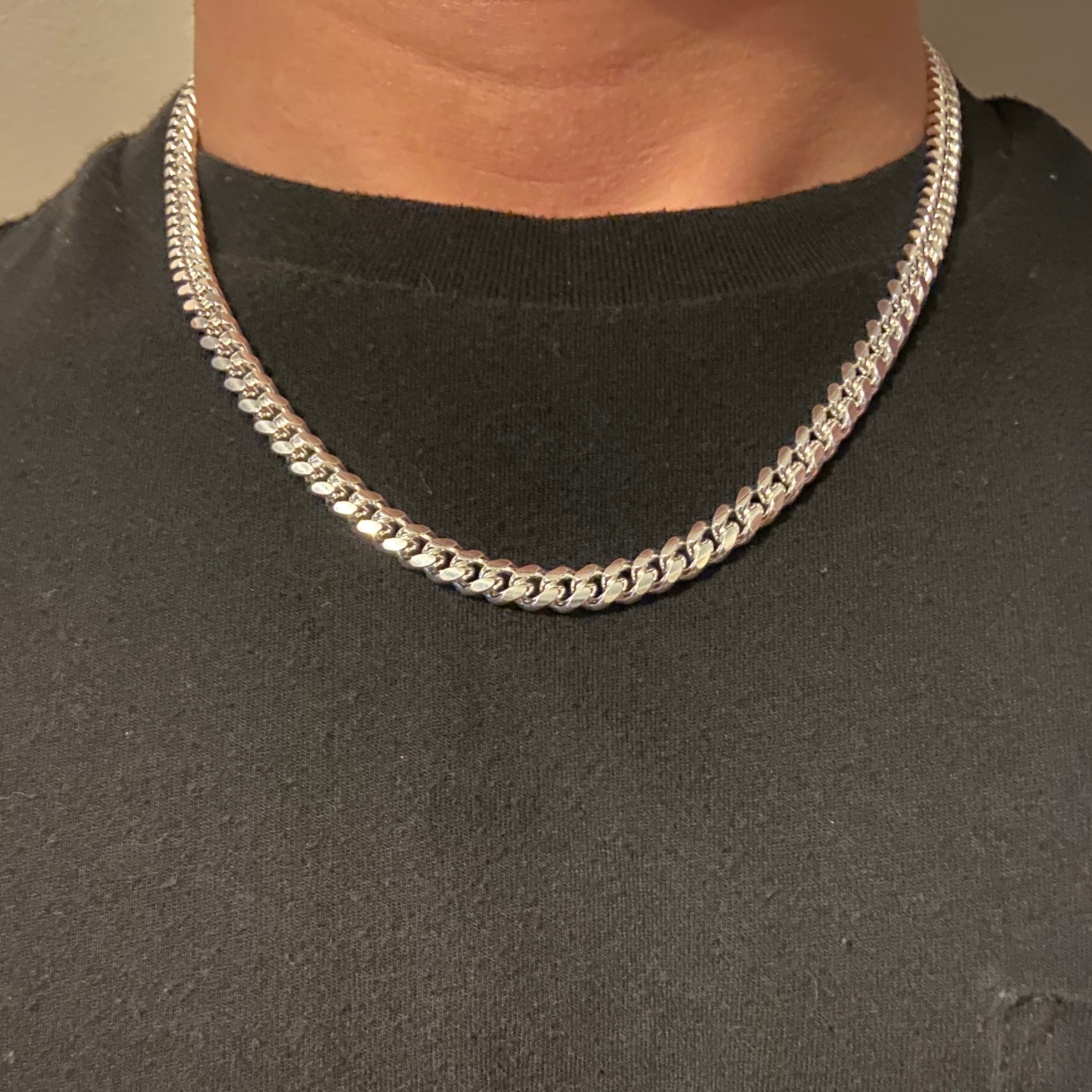 Solid Silver Miami Cuban Link Chain 20in 6mm - Prestige Jewelry