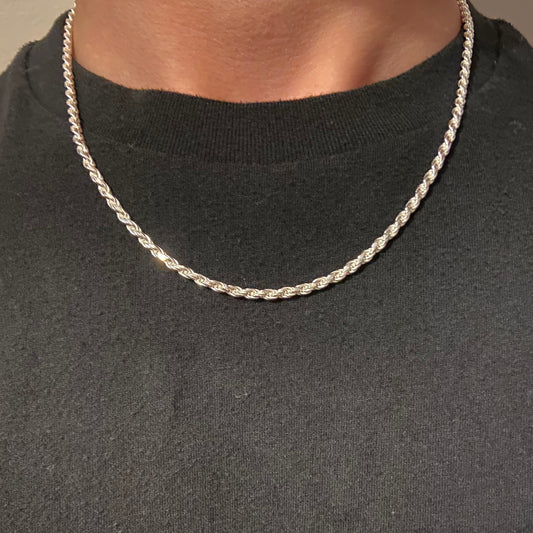 Solid Silver Rope Chain 18in 3mm