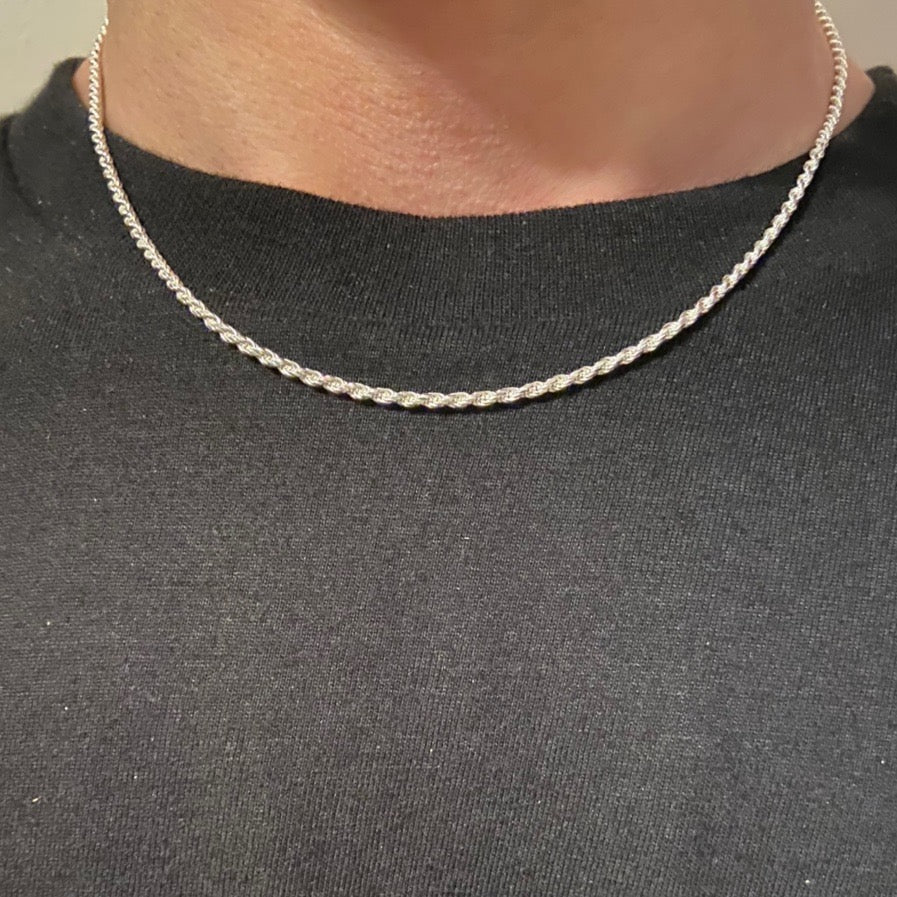 Solid Silver Rope Chain 16in 2mm