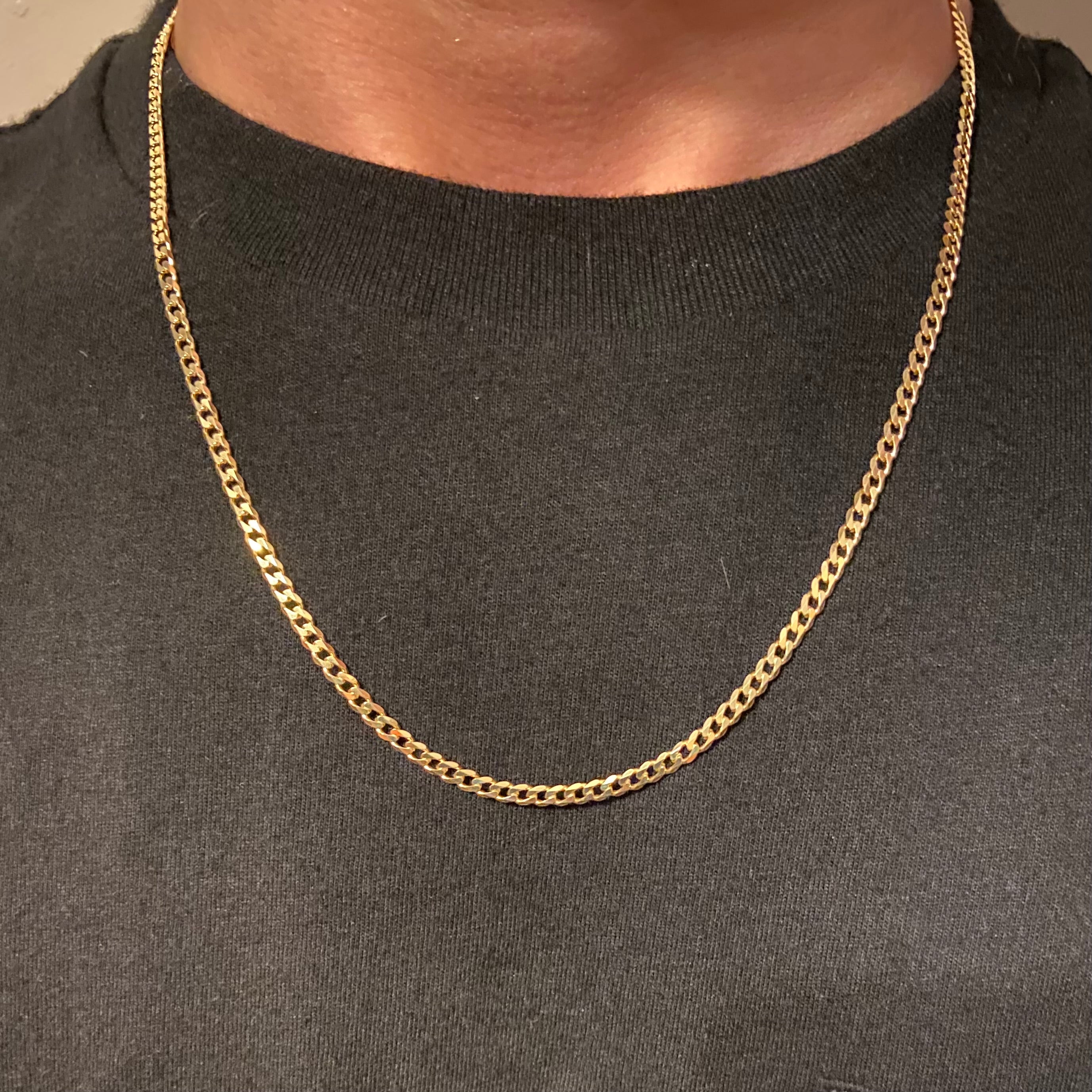 14k Gold Vermeil Cuban Chain 20in 3mm - Prestige Jewelry