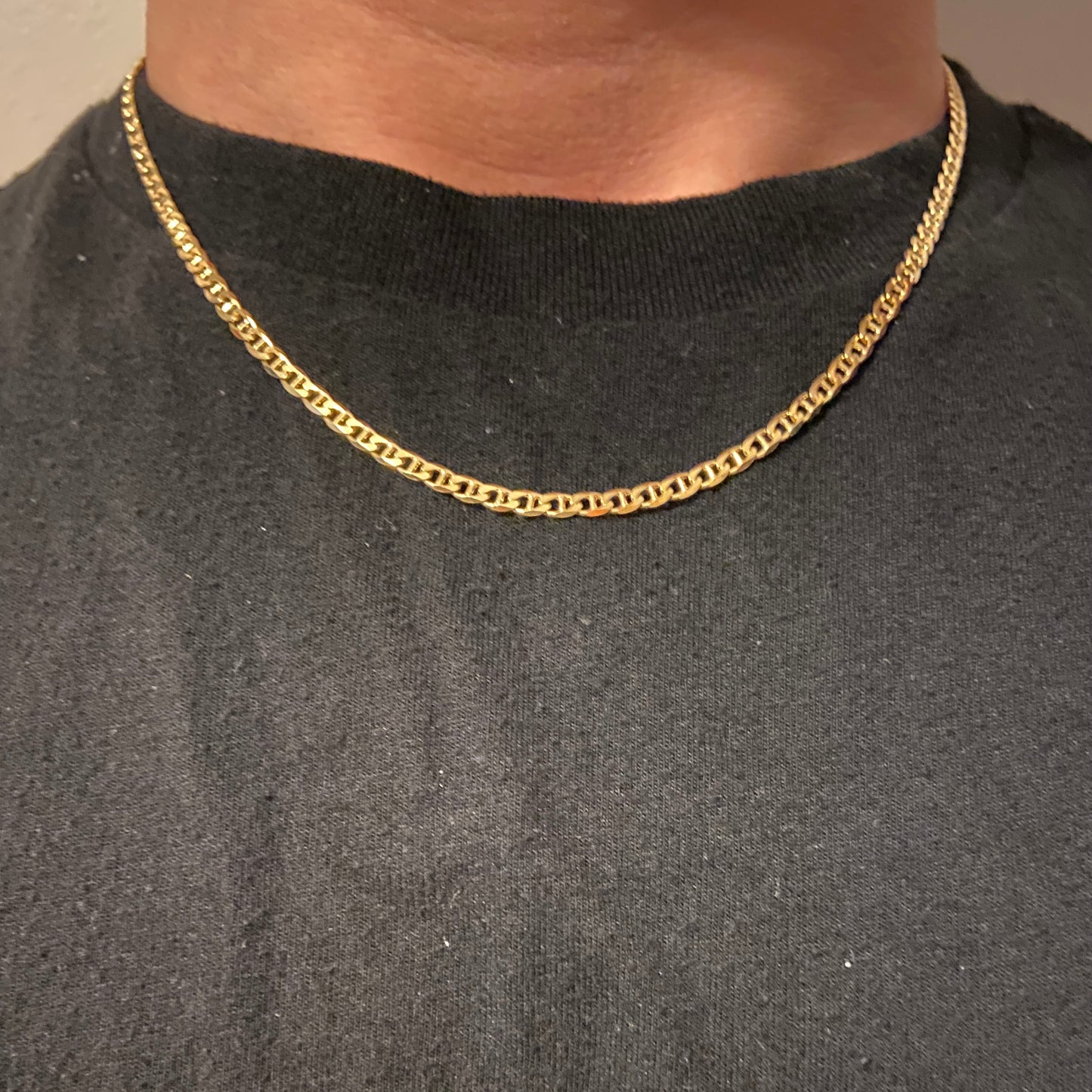 Solid Real 14k Gold Mariner Link Chain 18in 3mm