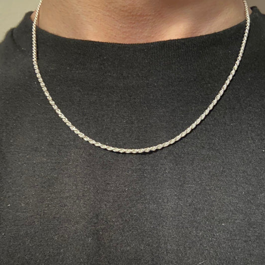 Solid Silver Rope Chain 18in 2mm