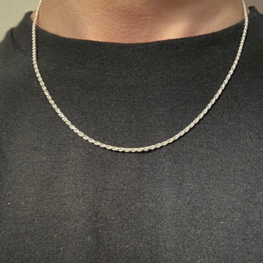 Solid Silver Rope Chain 18in 2mm - Prestige Jewelry