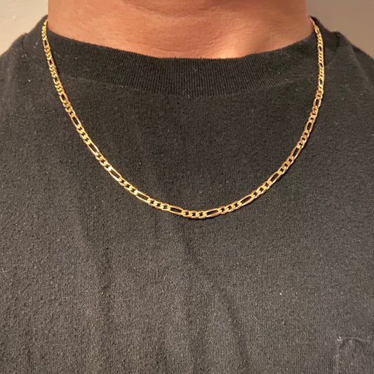 Solid Real 14k Gold Figaro Chain 20in 3mm